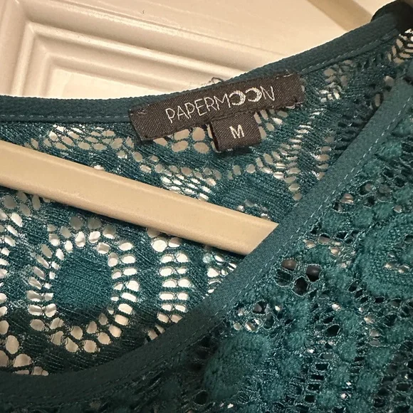 Papermoon Leis Lace Detail Blouse-teal - Picture 4 of 6